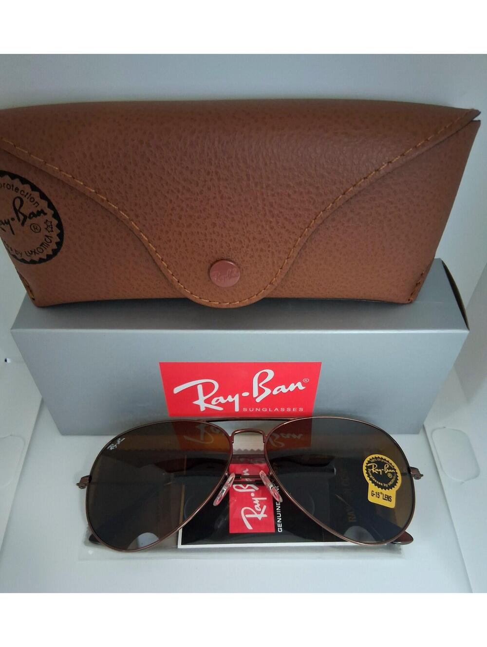 Ray-Ban Brown RB3026 62mm Aviator Sunglasses authentic NEW IN BOX